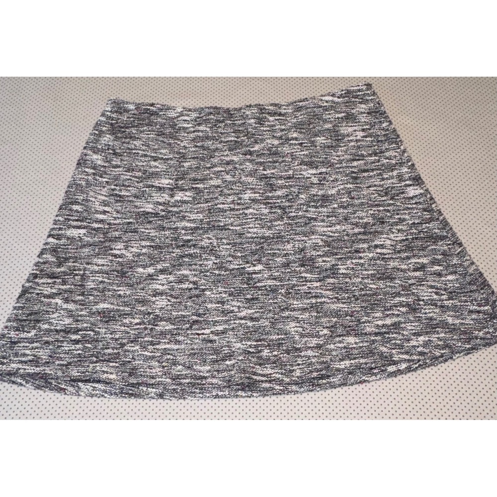 Loft Outlet Petite Large Black White Multicolored Space Dye Tweed A-Line Skirt - Picture 2 of 7